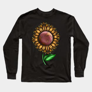 Sunflower With Earth In The Middle For Earth Day Long Sleeve T-Shirt